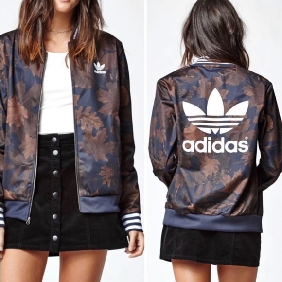 adidas Jackets & Blazers - Brand New Rare Adidas Women’s Unisex Leaf Camo Bomber Track Jacket Size S